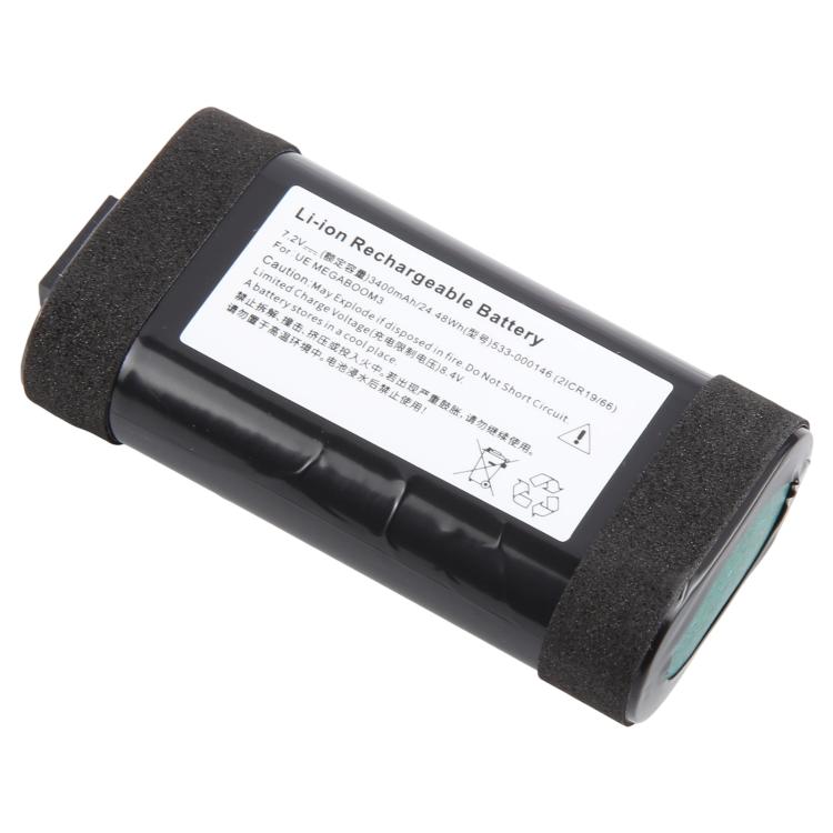 For Logitech UE Megaboom 3 533-000146 2ICR19/66 3400mAh Battery, For Logitech UE Megaboom 3