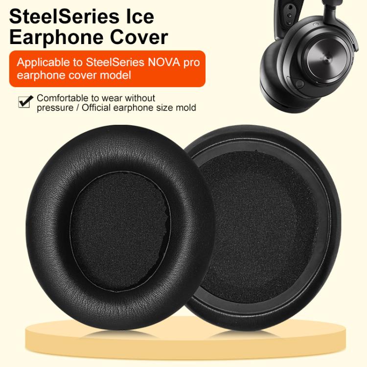 2pcs Protein Leather Earpads For SteelSeries Arctis Nova Wired Headphones, For SteelSeries Arctis Nova(Black)