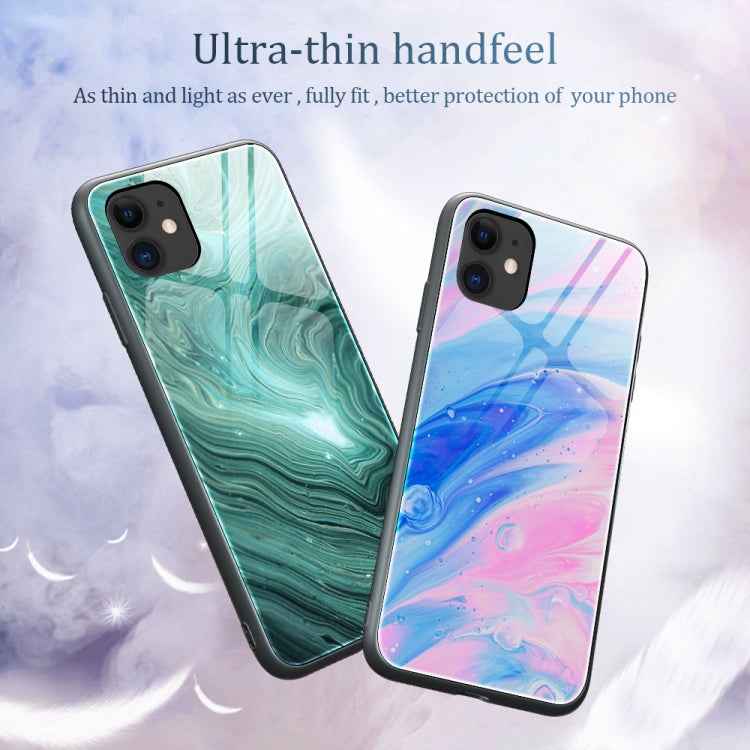 Marble Pattern Glass Protective Case, For iPhone 12 mini, For iPhone 12 Pro Max, For iPhone 11 Pro, For iPhone SE 2022 / SE 2020 / 8 / 7, For iPhone X