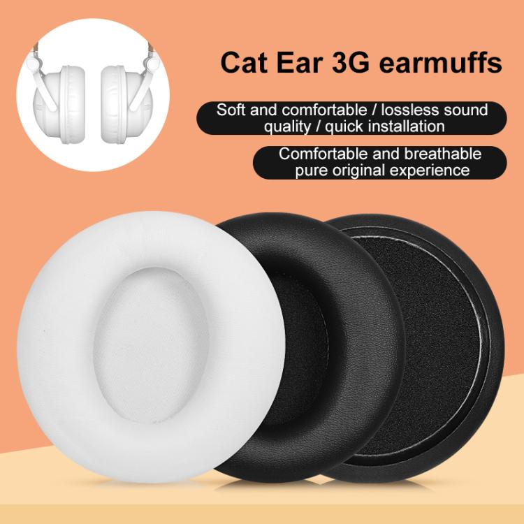 2pcs Protein Leather Earpads For Brookstone Yowu Selkirk Model Z 3G Cat Ear Headphone, For Brookstone Yowu Selkirk Model Z 3G(Black), For Brookstone Yowu Selkirk Model Z 3G(White)