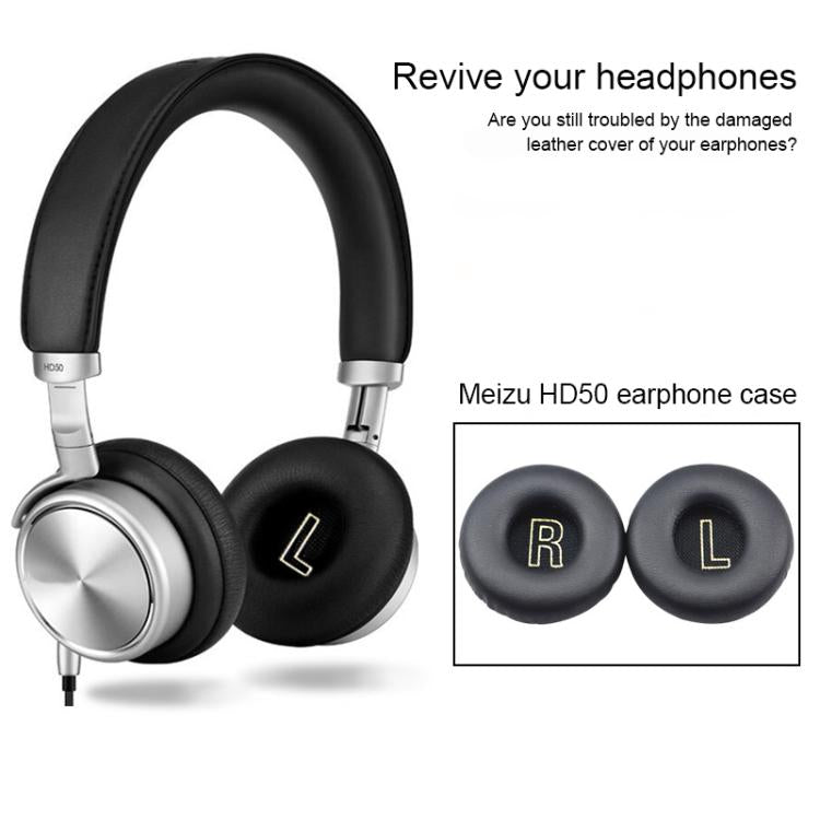 1 Pair Protein Leather Snap-on Type Earphone Covers, For Meizu HD50