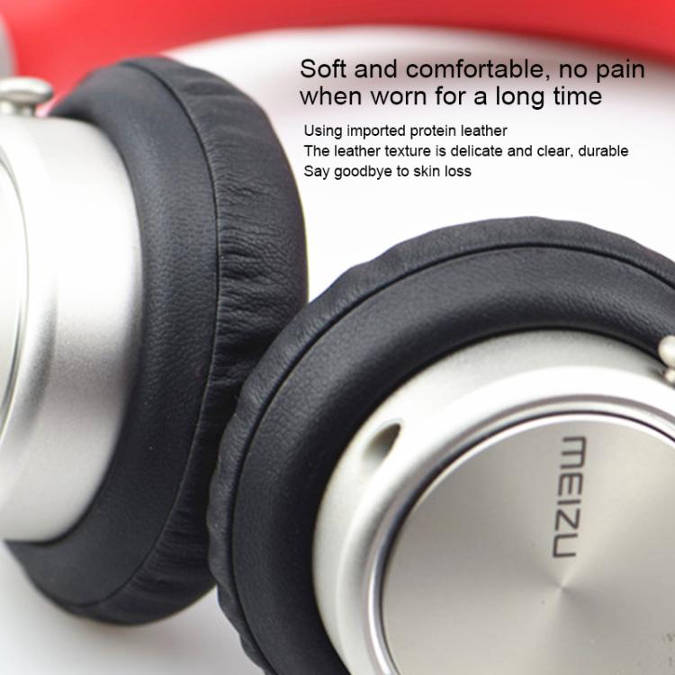 1 Pair Protein Leather Snap-on Type Earphone Covers, For Meizu HD50