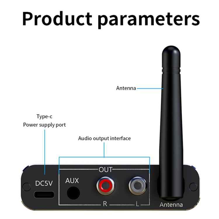 Portable Bluetooth Receiver Audio AUX Adapter Supports USB Disk, TF Card With Remote Control