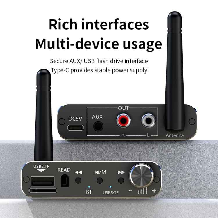 Portable Bluetooth Receiver Audio AUX Adapter Supports USB Disk, TF Card With Remote Control