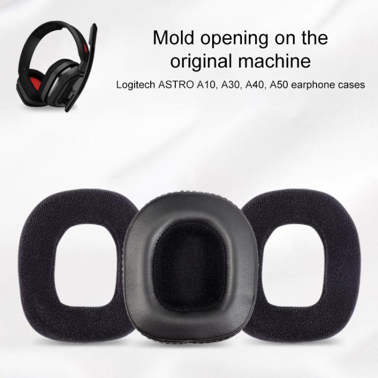 2pcs Self-adhesive Replacement Earpads For Logitech Astro A10 / A50, Protein Leather, Flannel Fabric