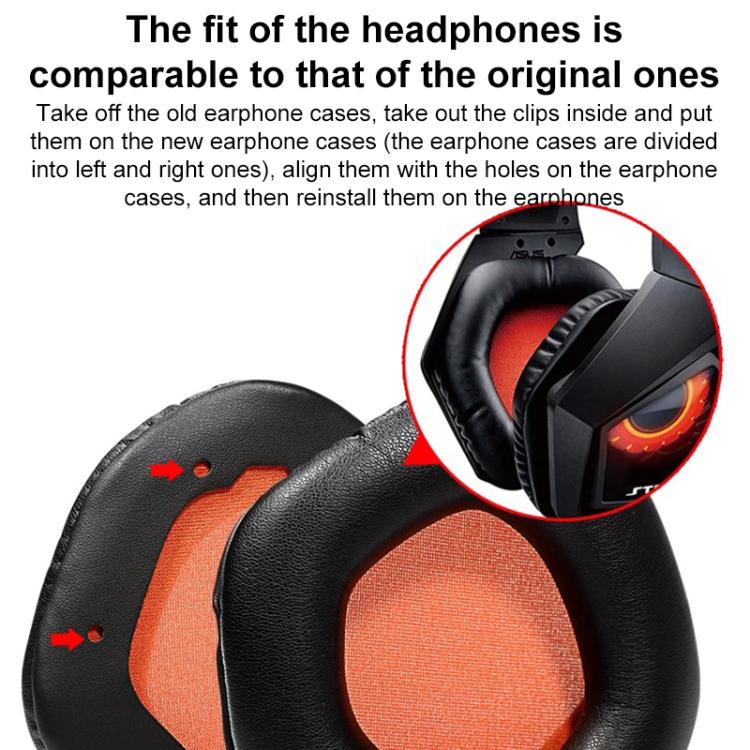 1 Pair Snap-on Replacement Earpads For ASUS ROG Strix7.1, Football Net Fabric, Protein Leather, Ice Silk Fabric