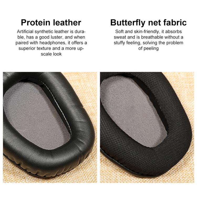 1 Pair Snap-on Replacement Earpads For ASUS Centurioner, Protein Leather, Net Fabric