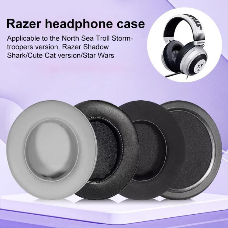 2pcs Insert Replacement Earpads For Razer Kraken Tournament / Edition / Kraken Kitty, Protein Leather and Ice Silk Fabric