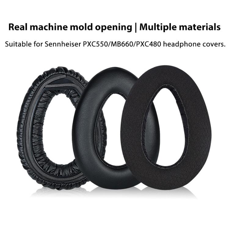 2pcs Snap-on Replacement Earpads For Sennheiser PXC550 / PXC480 / MB660, Thickened Protein Leather, Mesh, Lambskin, Flannel