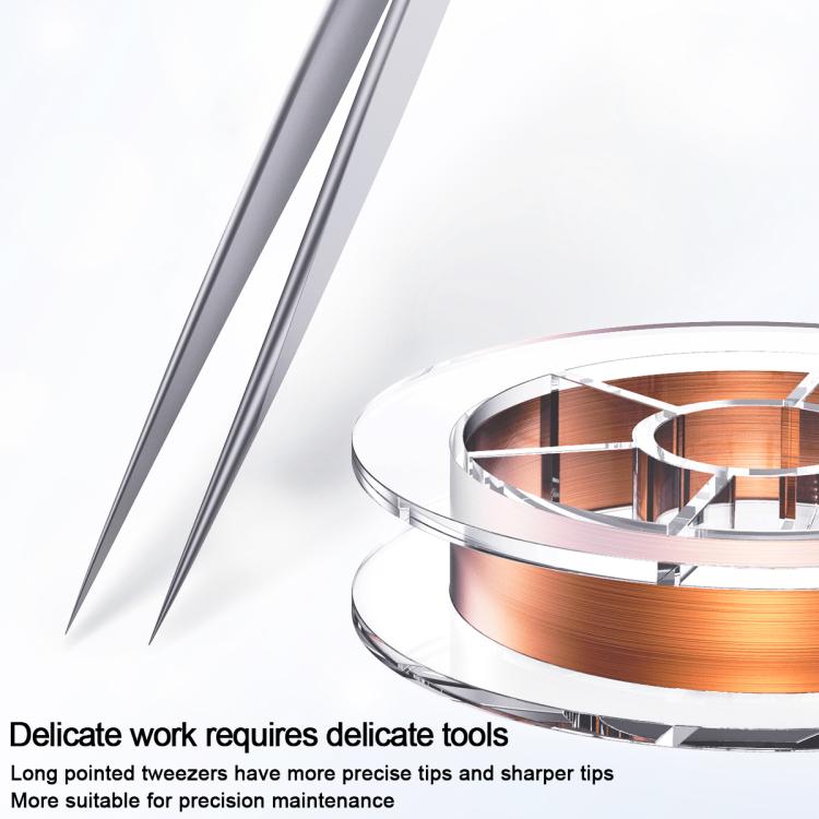 MEGA-IEDA High Hard Non-magnetic Stainless Steel Repair Tweezers, Long Tip, Short Tip, Curved Tip