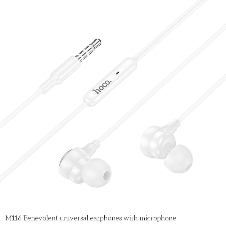 hoco M116 3.5mm Plug Benevolent Universal Earphones with Microphone, M116 3.5mm
