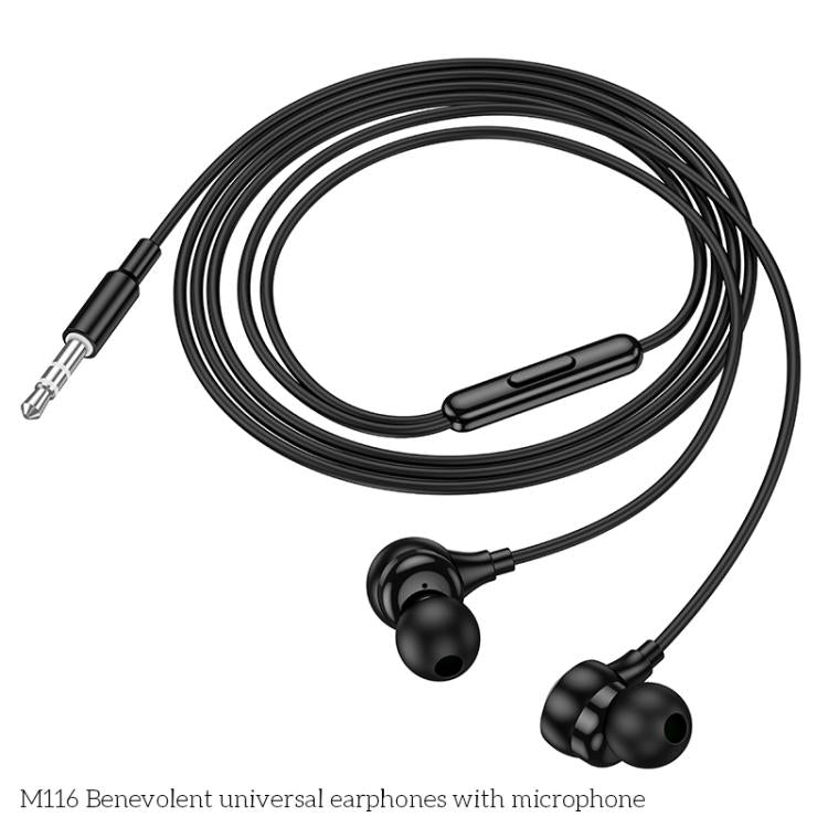 hoco M116 3.5mm Plug Benevolent Universal Earphones with Microphone, M116 3.5mm