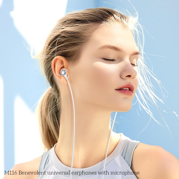 hoco M116 3.5mm Plug Benevolent Universal Earphones with Microphone, M116 3.5mm