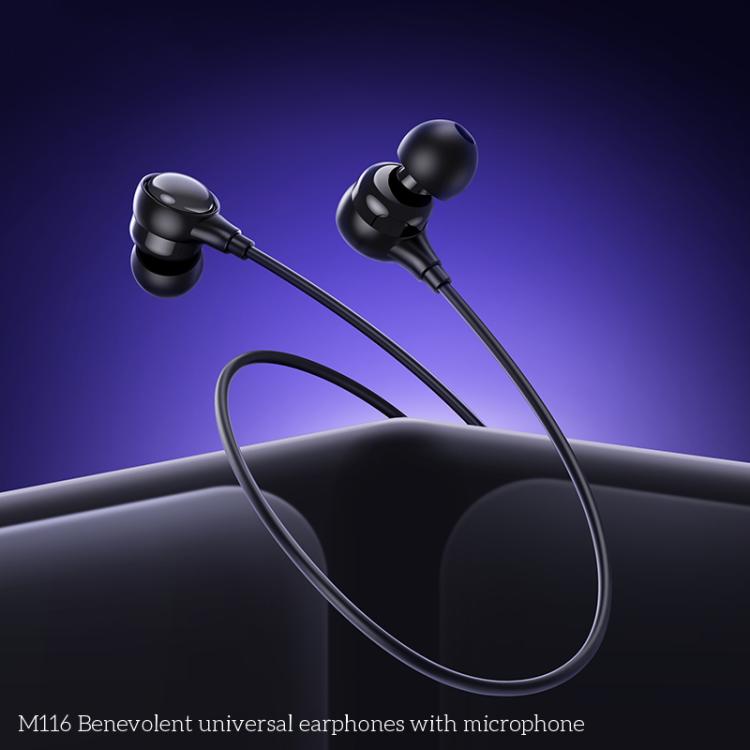 hoco M116 3.5mm Plug Benevolent Universal Earphones with Microphone, M116 3.5mm