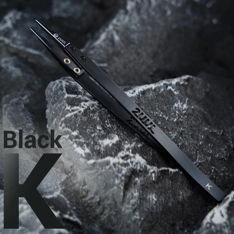 2uul TW32 Black K Flat Tip ESD-Safe Ceramic Tweezers, 2uul TW32