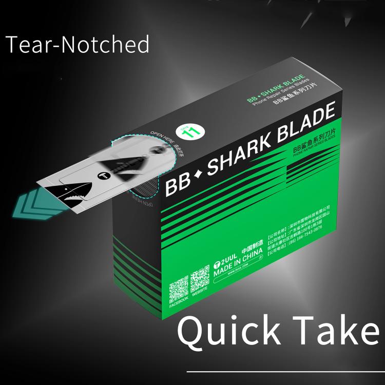 2uul 100 in 1 DA18 BB Shark Blade Series High-Carbon Steel No.11 Blade, 2uul DA18