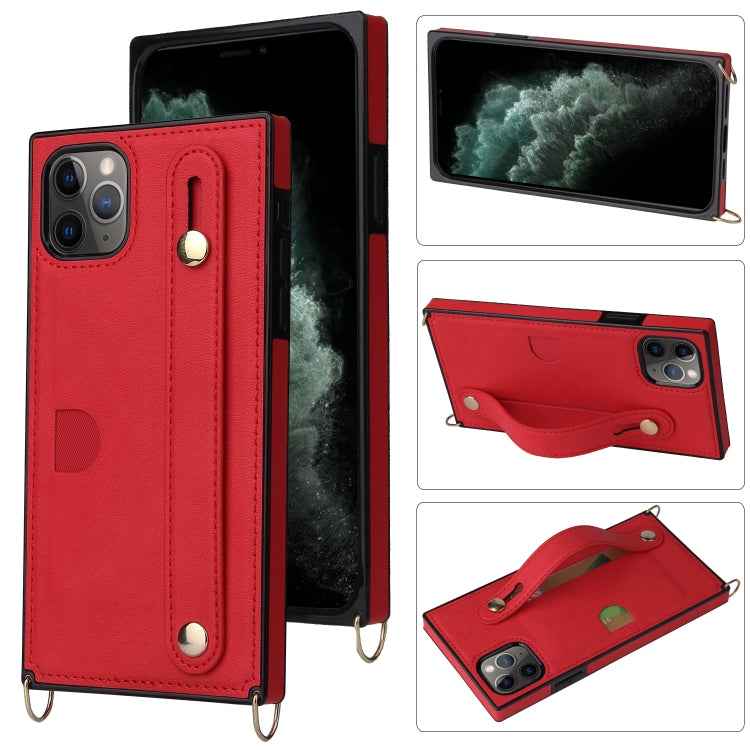 Wrist Strap PU+TPU Shockproof Protective Case with Crossbody Lanyard & Holder & Card Slot, For iPhone 11 Pro Max