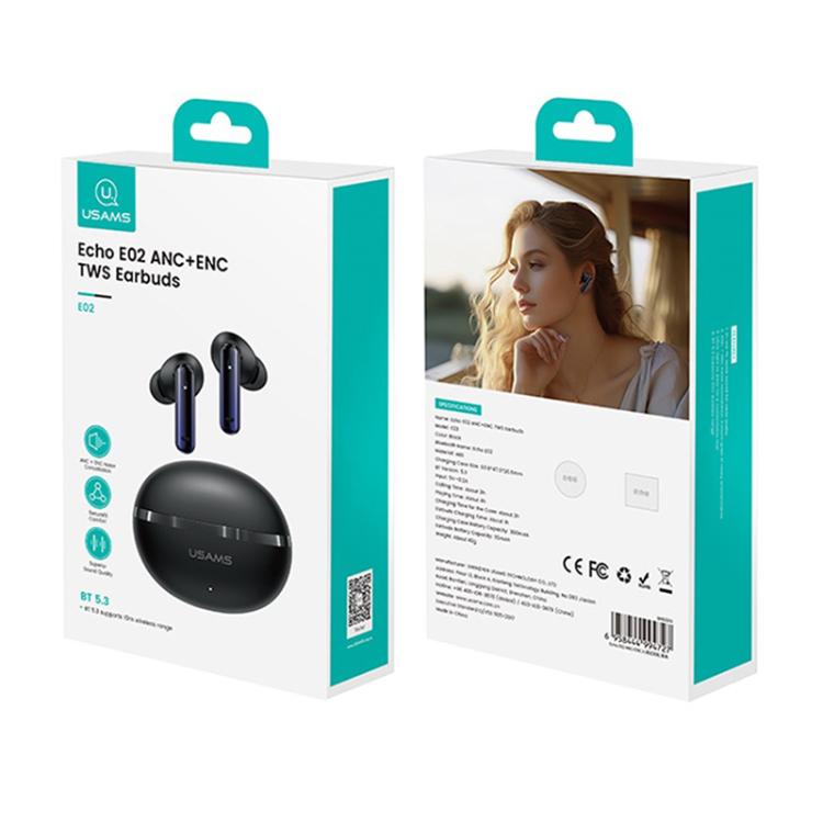 USAMS Echo E02 ANC and ENC In-Ear TWS Wireless Bluetooth Earphones