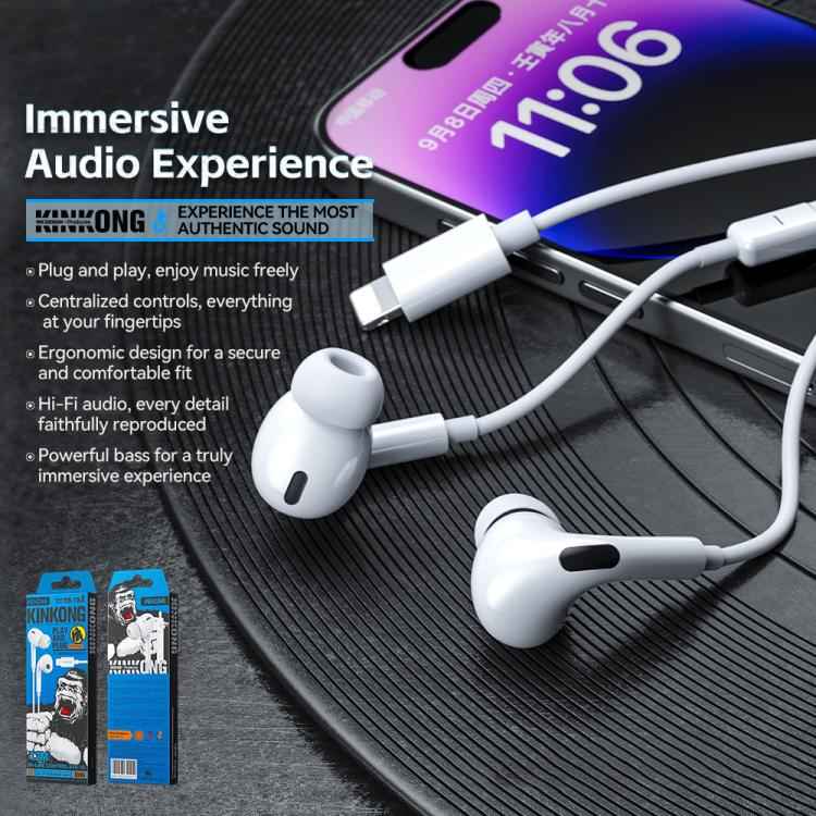 WK YB10 KinKong Official Edition 8 Pin Interface Wired Earphones