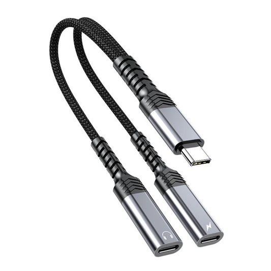 2 in 1 Type-C to Dual Type-C Charging and Audio Adapter Cable
