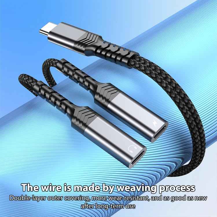 2 in 1 Type-C to Dual Type-C Charging and Audio Adapter Cable