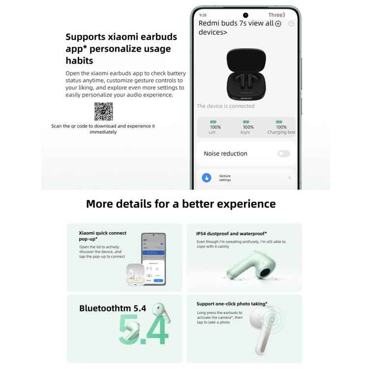 Original Xiaomi REDMI Buds 7S Semi-in-Ear Active Noise Cancelling Bluetooth Earphone