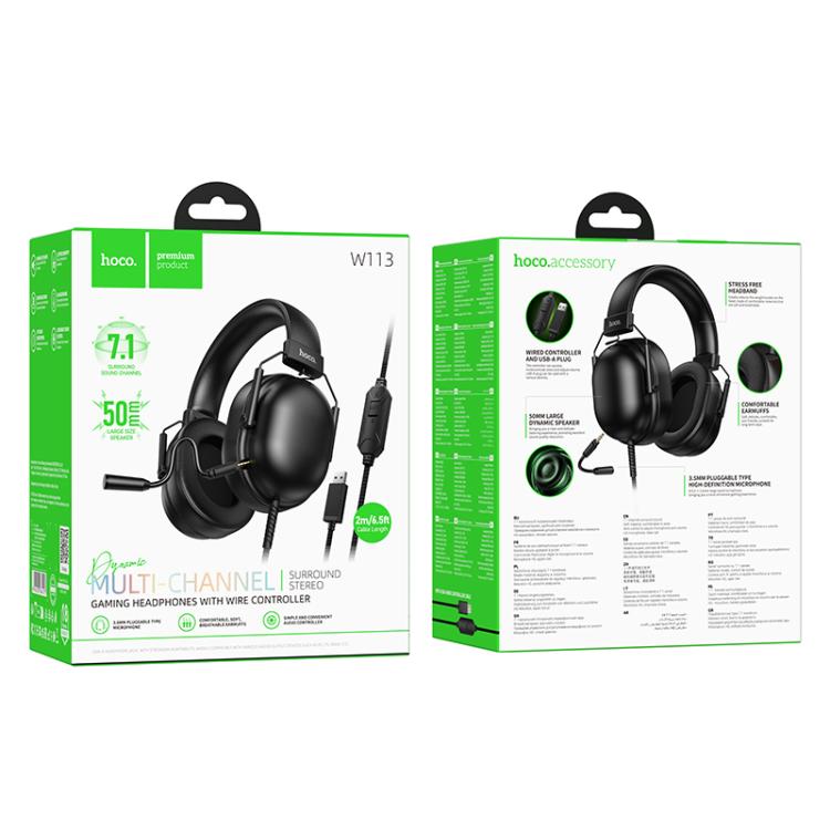 hoco W113 Dynamic Wired USB7.1 Channel Gaming Headset, W113