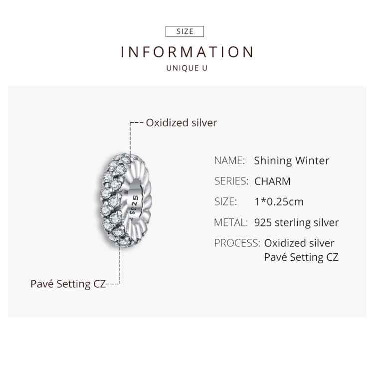 S925 Sterling Silver Shining Winter Zircon Beads DIY Bracelet Necklace Accessories