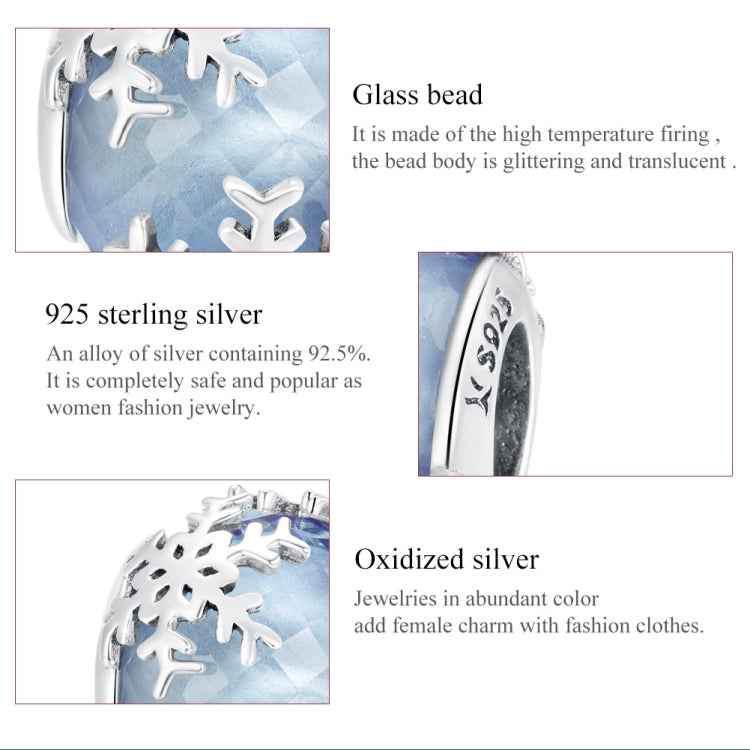 S925 Sterling Silver Crystal Snowflake Beads DIY Bracelet Necklace Accessories