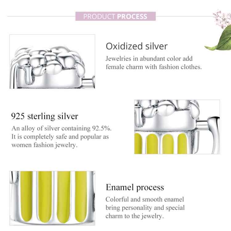S925 Sterling Silver Beer Mug Beads DIY Bracelet Necklace Accessories