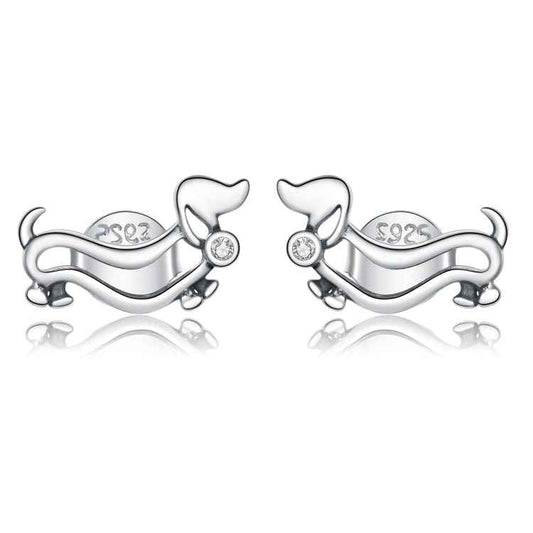 S925 Sterling Silver Cute Dog Women Earrings