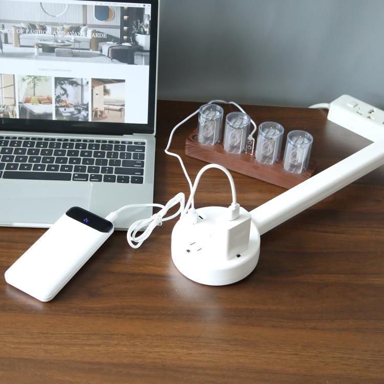 US Plug Round Power Outlet Extender Power Socket Extension Tool with USB / Type-C Fast Charging, 3 AC + USB, US Plug