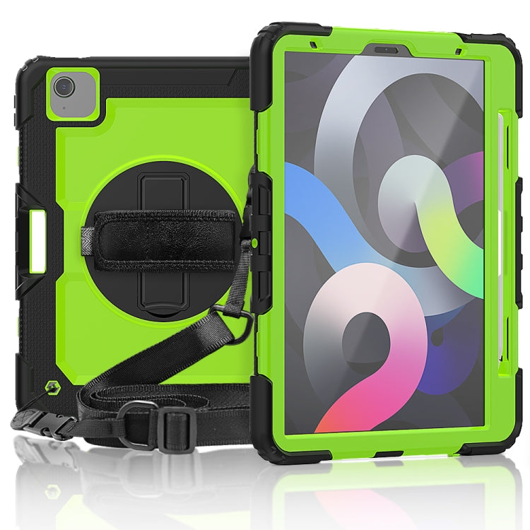Shockproof Colorful Silicone + PC Protective Case with Holder & Shoulder Strap & Hand Strap & Pen Slot, For iPad Air 2022 / 2020 10.9