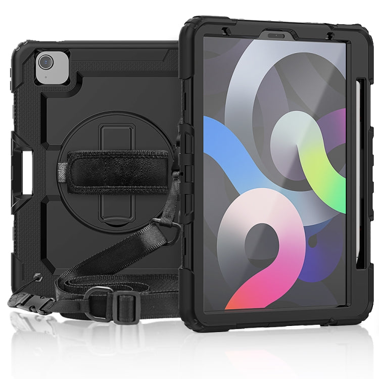 Shockproof Colorful Silicone + PC Protective Case with Holder & Shoulder Strap & Hand Strap & Pen Slot, For iPad Air 2022 / 2020 10.9
