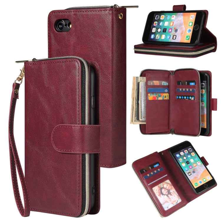 Zipper Wallet Bag Horizontal Flip PU Leather Case with Holder & 9 Card Slots & Wallet & Lanyard & Photo Frame, For iPhone 11, For iPhone 11 Pro, For iPhone 11 Pro Max, For iPhone SE 2022 / SE 2020 / 8 / 7, For iPhone 12 mini, For iPhone 12 / 12 Pro    ...