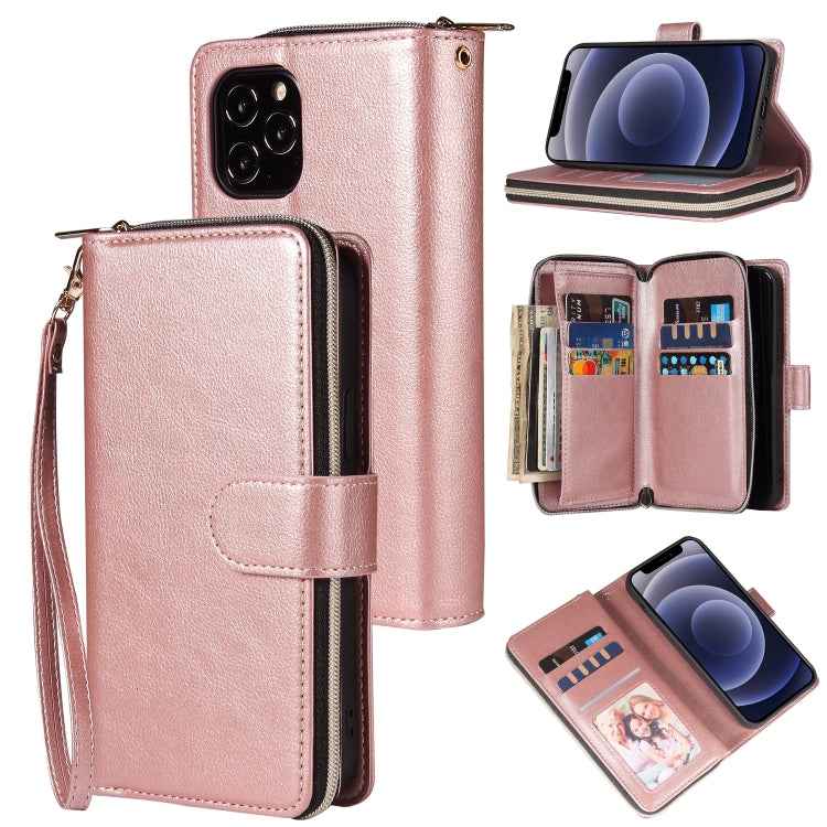Zipper Wallet Bag Horizontal Flip PU Leather Case with Holder & 9 Card Slots & Wallet & Lanyard & Photo Frame, For iPhone 11, For iPhone 11 Pro, For iPhone 11 Pro Max, For iPhone SE 2022 / SE 2020 / 8 / 7, For iPhone 12 mini, For iPhone 12 / 12 Pro    ...