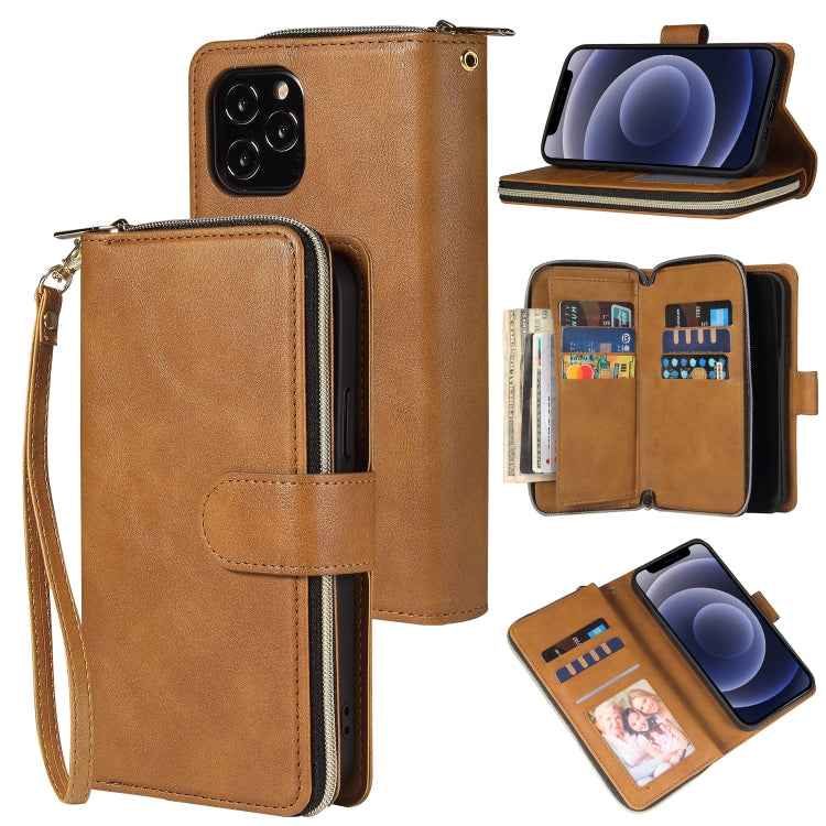 Zipper Wallet Bag Horizontal Flip PU Leather Case with Holder & 9 Card Slots & Wallet & Lanyard & Photo Frame, For iPhone 11, For iPhone 11 Pro, For iPhone 11 Pro Max, For iPhone SE 2022 / SE 2020 / 8 / 7, For iPhone 12 mini, For iPhone 12 / 12 Pro    ...
