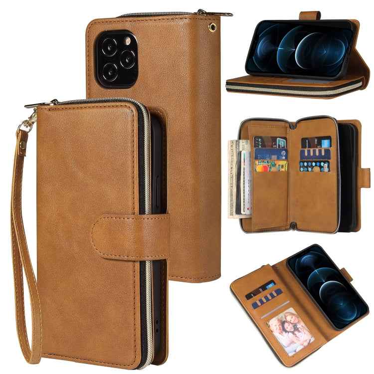 Zipper Wallet Bag Horizontal Flip PU Leather Case with Holder & 9 Card Slots & Wallet & Lanyard & Photo Frame, For iPhone 11, For iPhone 11 Pro, For iPhone 11 Pro Max, For iPhone SE 2022 / SE 2020 / 8 / 7, For iPhone 12 mini, For iPhone 12 / 12 Pro    ...