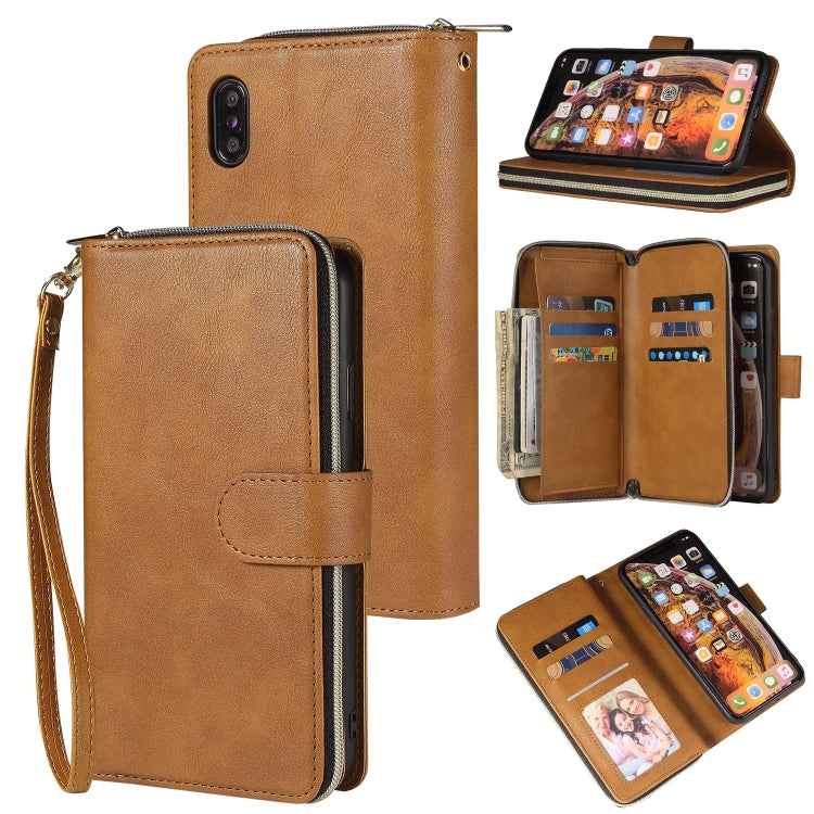 Zipper Wallet Bag Horizontal Flip PU Leather Case with Holder & 9 Card Slots & Wallet & Lanyard & Photo Frame, For iPhone 11, For iPhone 11 Pro, For iPhone 11 Pro Max, For iPhone SE 2022 / SE 2020 / 8 / 7, For iPhone 12 mini, For iPhone 12 / 12 Pro    ...