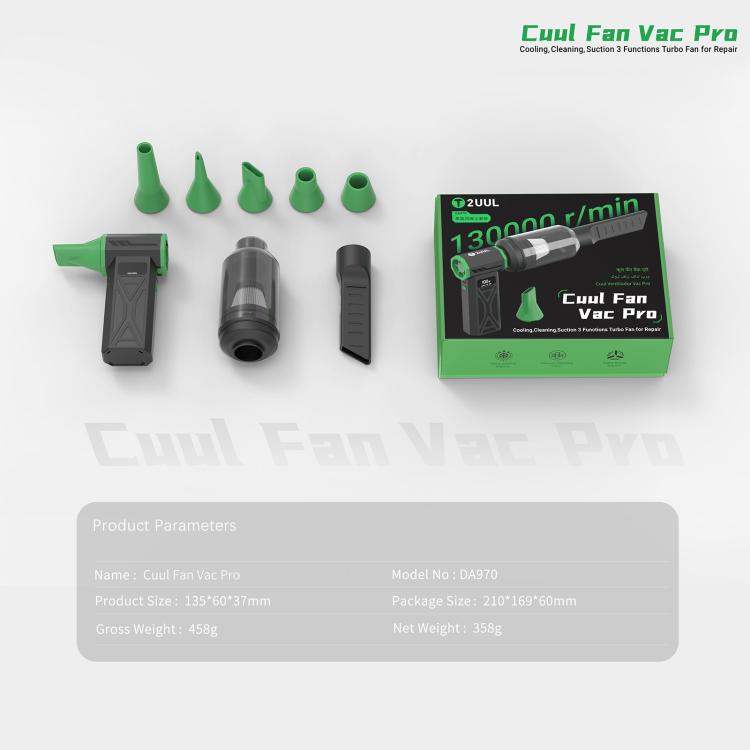2UUL DA970 Cuul Fan Pro Cooling + Cleaning + Suction 3 in 1 Turbo Fan Set