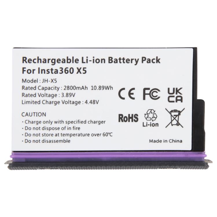 JH-X5 For Insta360 X5 Action Camera Battery Pack 2800mAh