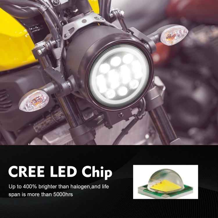 EagleVision DC9-30V 35W 6000K 4000LM 5.75 inch Round Motorcycle 6LEDs Headlight with Angel Eye for Harley-Davidson