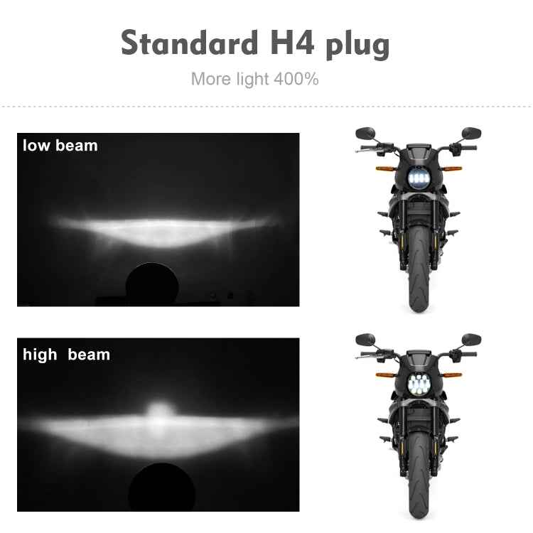 EagleVision DC9-30V 35W 6000K 4000LM 5.75 inch Round Motorcycle 6LEDs Headlight with Angel Eye for Harley-Davidson
