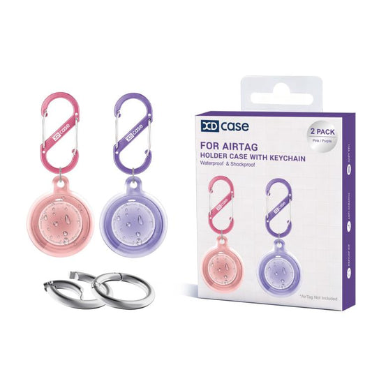 XDcase 2 Pack Full-cover Waterproof TPU Protective Case with Keychain, For AirTag 2nd Gen / 1st Gen