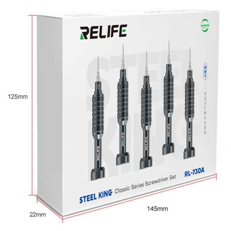 RELIFE RL-730A 5 in 1 Steel Cannon King Classic Series Aluminum Alloy Screwdriver Set, 5 in 1 Set