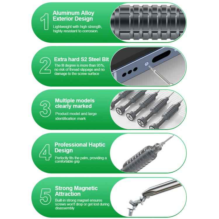 RELIFE RL-730A 5 in 1 Steel Cannon King Classic Series Aluminum Alloy Screwdriver Set, 5 in 1 Set