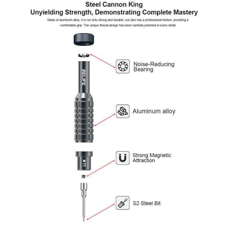 RELIFE RL-730A 5 in 1 Steel Cannon King Classic Series Aluminum Alloy Screwdriver Set, 5 in 1 Set