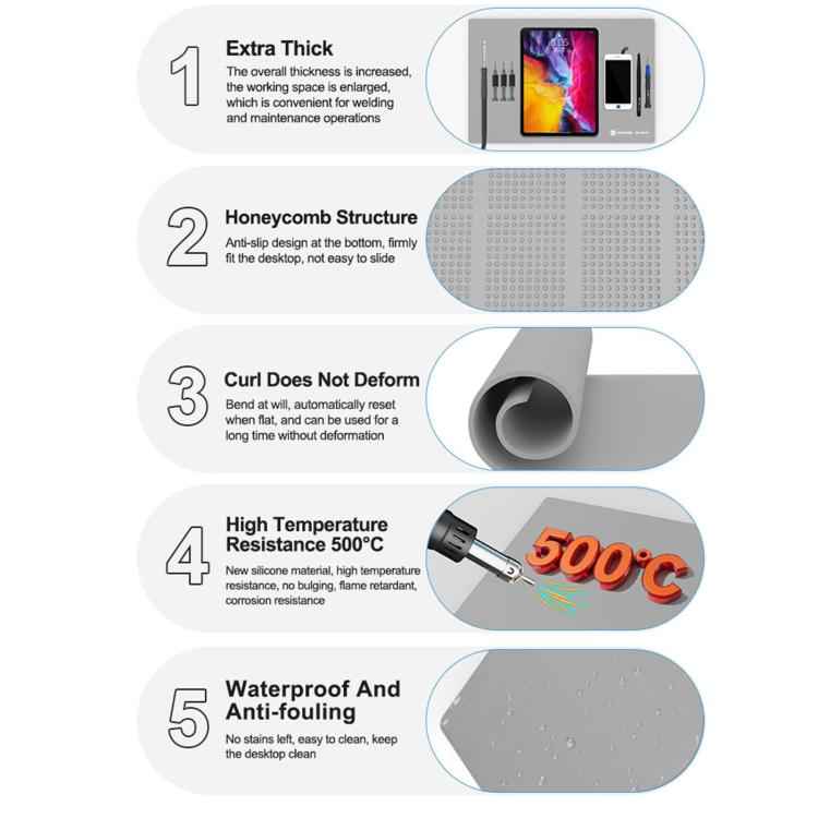 SUNSHINE SS-004F High Temperature Resistant Thermal Insulation Silicone Pad, SUNSHINE SS-004F(Gray), SUNSHINE SS-004F(Blue)