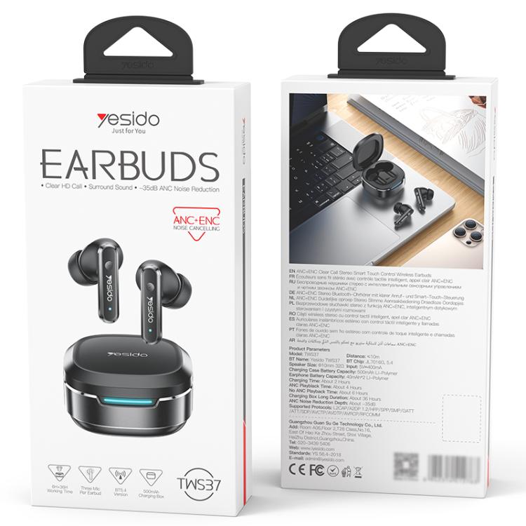 Yesido TWS37 TWS ANC ENC Noise Reduction Wireless Bluetooth Earphone, TWS37