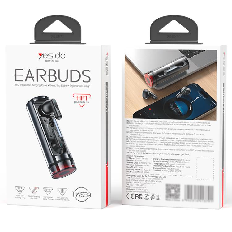 Yesido TWS39 TWS Wireless Bluetooth Earphone, TWS39